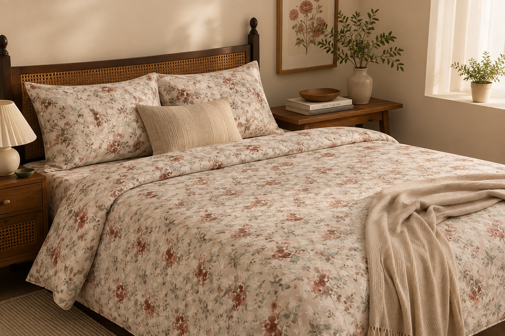 Floral Cotton Bedsheet Set – Blush Rose Print