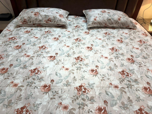 Floral Cotton Bedsheet Set – Blush Rose Print