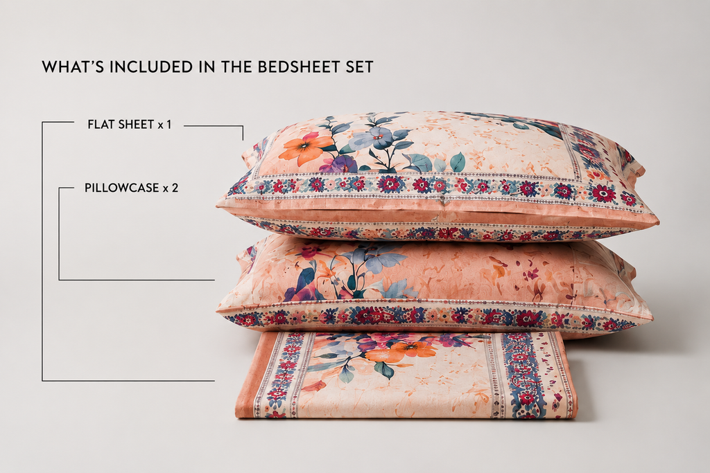 Mughal Peacock Bloom | Premium Cotton Bedsheet Set