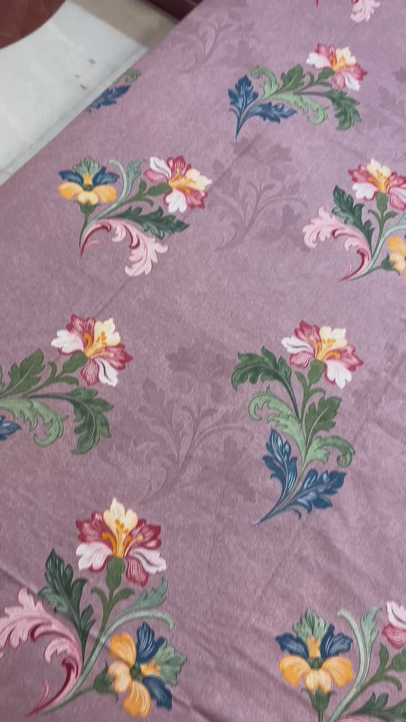 Mauve Floral Bedsheet Set with 2 Pillow Covers